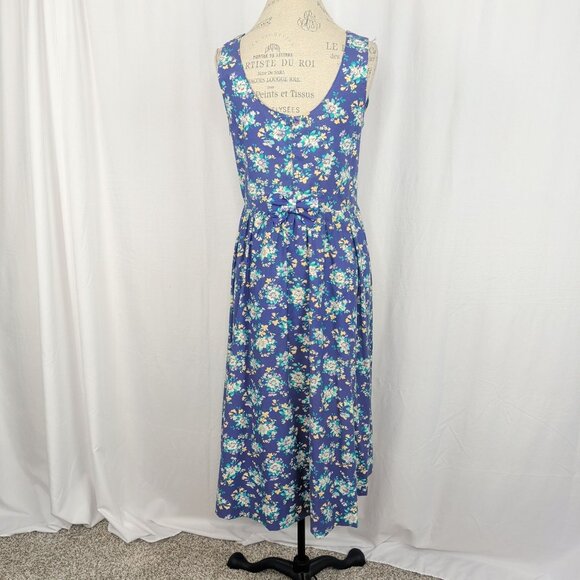 Vintage Laura Ashley Dress 10 Large Purple Floral Midi - Picture 7 of 13